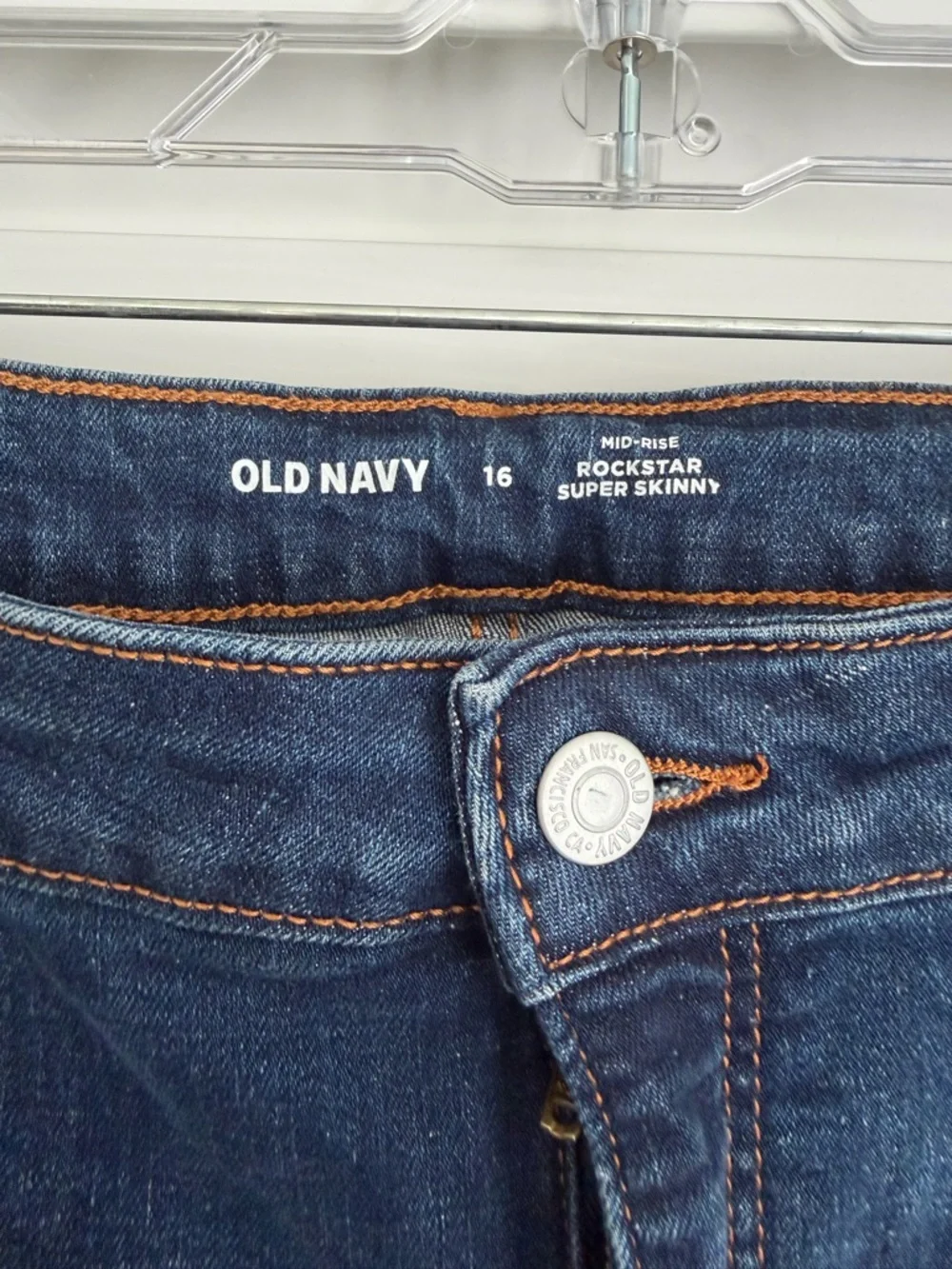 Old Navy Dark Blue Skinny Distressed Jeans - Picture 2 of 5
